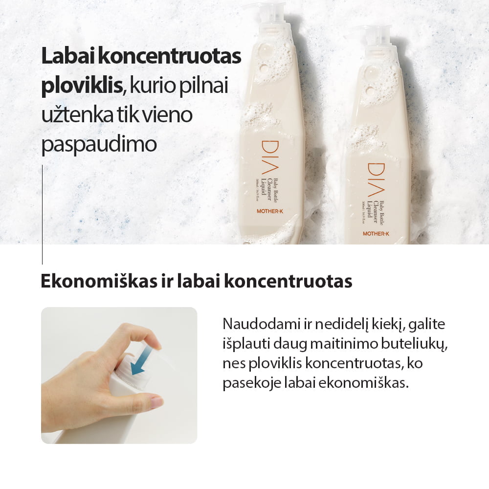 "Mother K DIA" Maitinimo buteliukų, vaisių ir daržovių ploviklis 400ml (Papildymas)