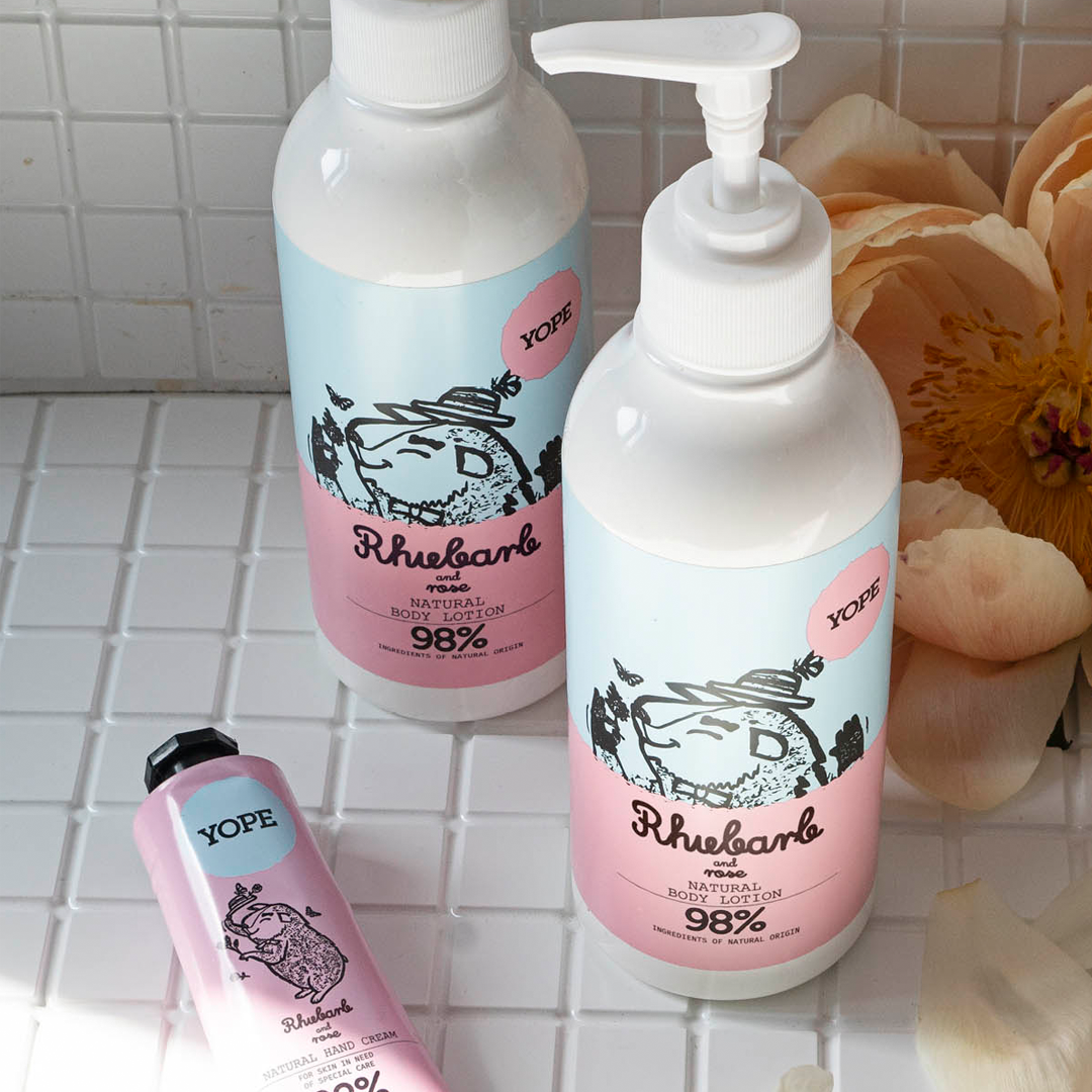 YOPE Natural body lotion "Rhubarb and rose" 300ml.