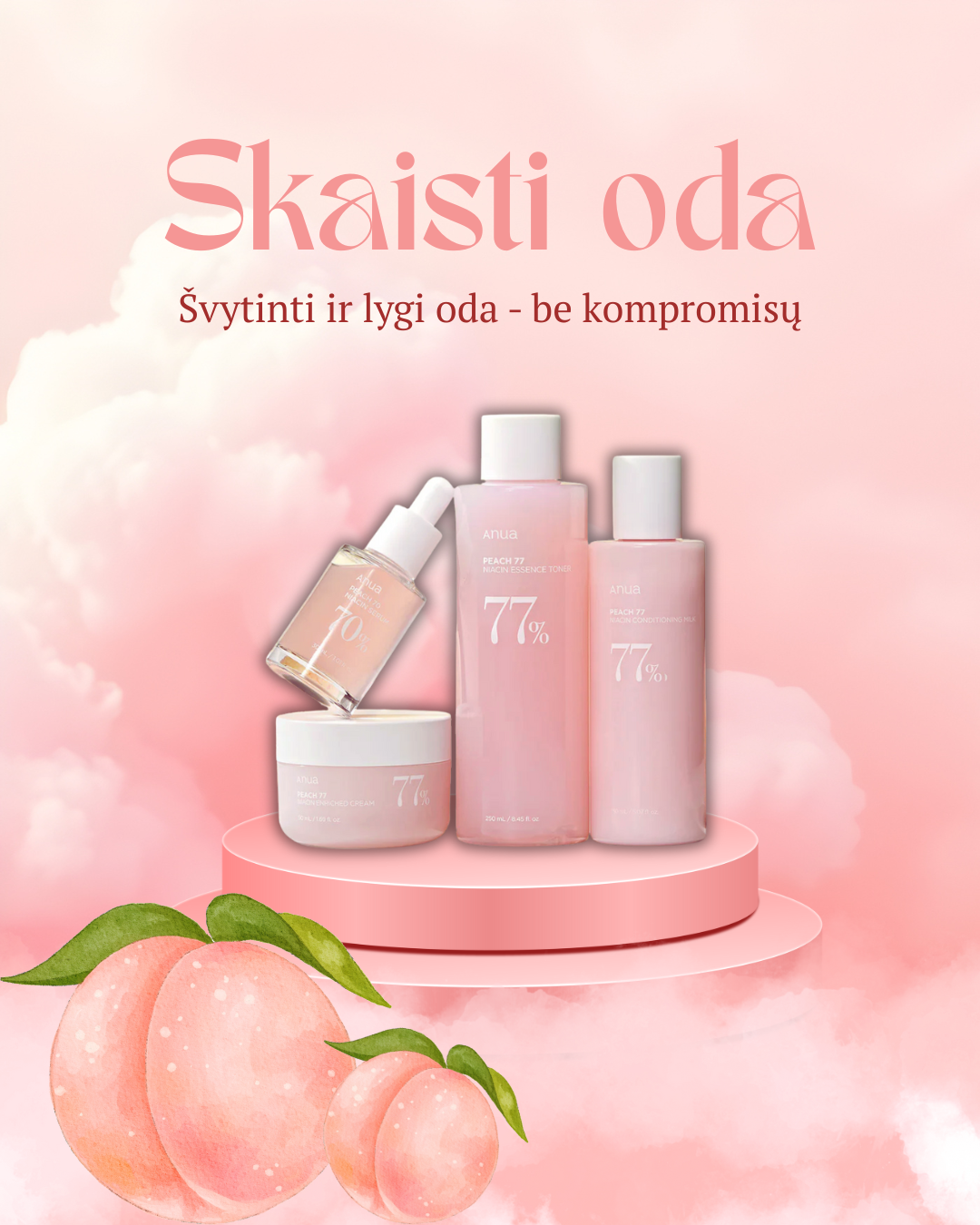 Anua veido priežiūros rinkinys su persikų ekstarktu ir niacinamidu