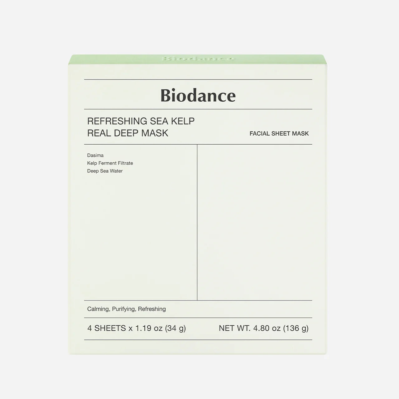 Biodance Refreshing Sea Kelp Real Deep Mask Soothing and Moisturizing face mask