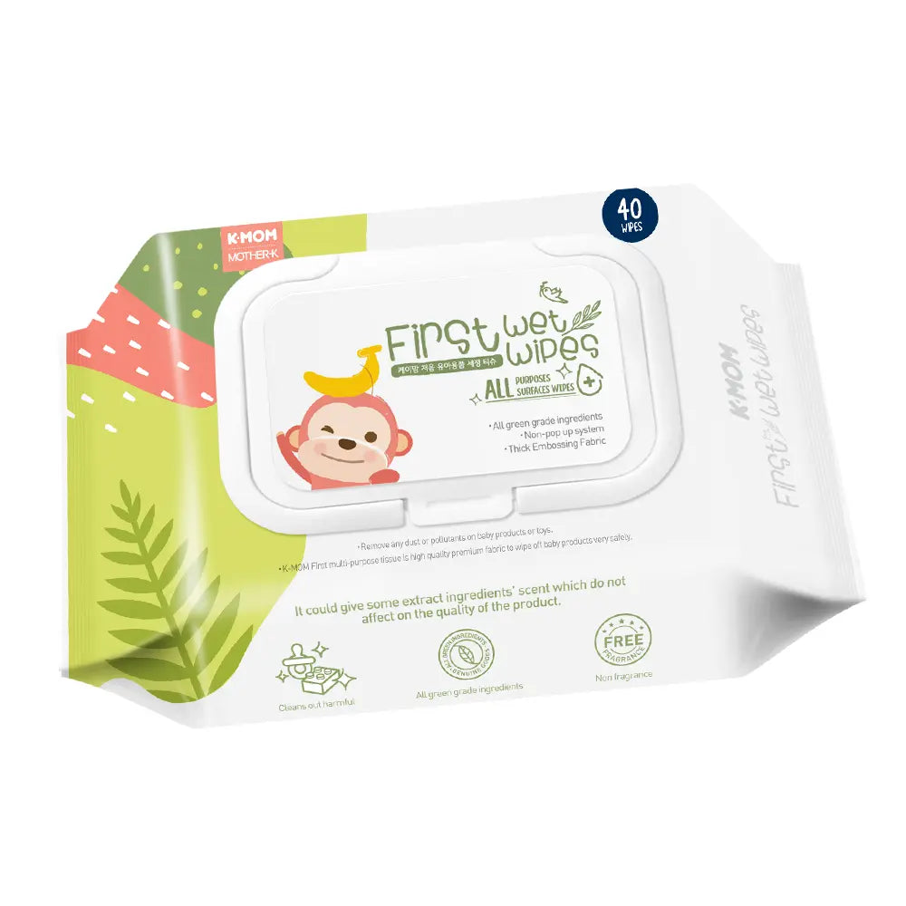 K-MOM Daiktų valymo servetėlės su etanoliu, 40 vnt.