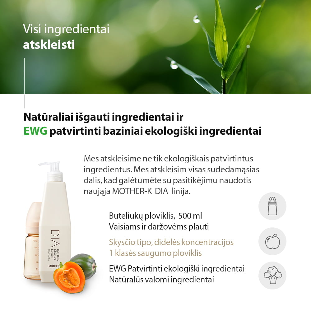 "Mother K DIA" Feeding Bottle, Fruit and Vegetable Cleaner 400ml (Refill)