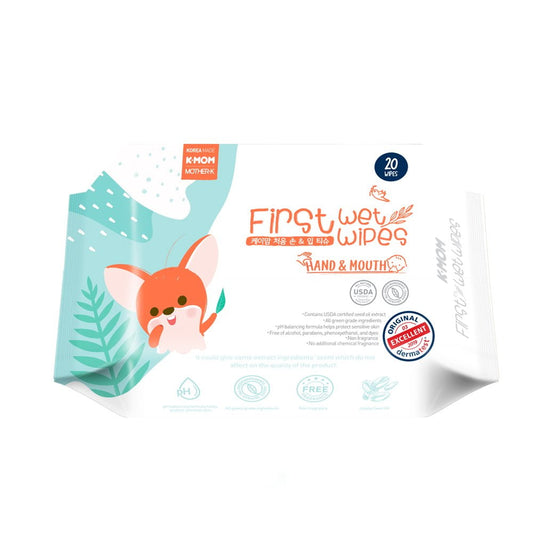 K-MOM Rankų ir burnos drėgnos servetėlės “Voverė” (20 vnt.)