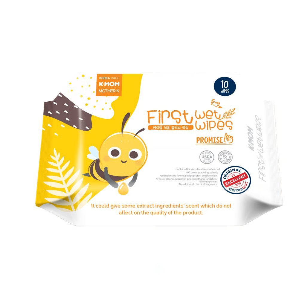 K-MOM organiškos drėgnos servetėlės “Bitutė” (10 vnt.)